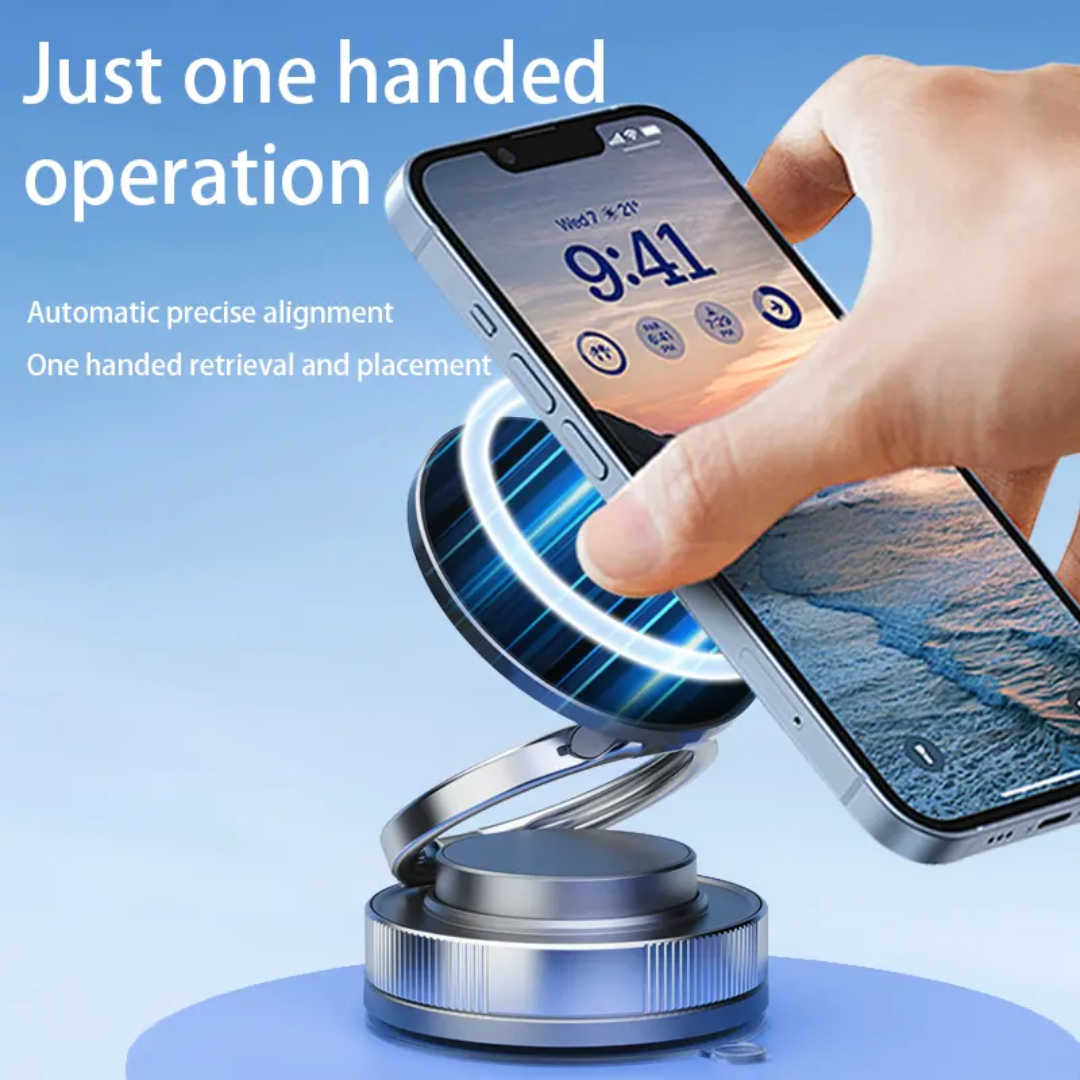 360° Vacuum Magnetic Mobile Holder – Strong Suction & Foldable Design