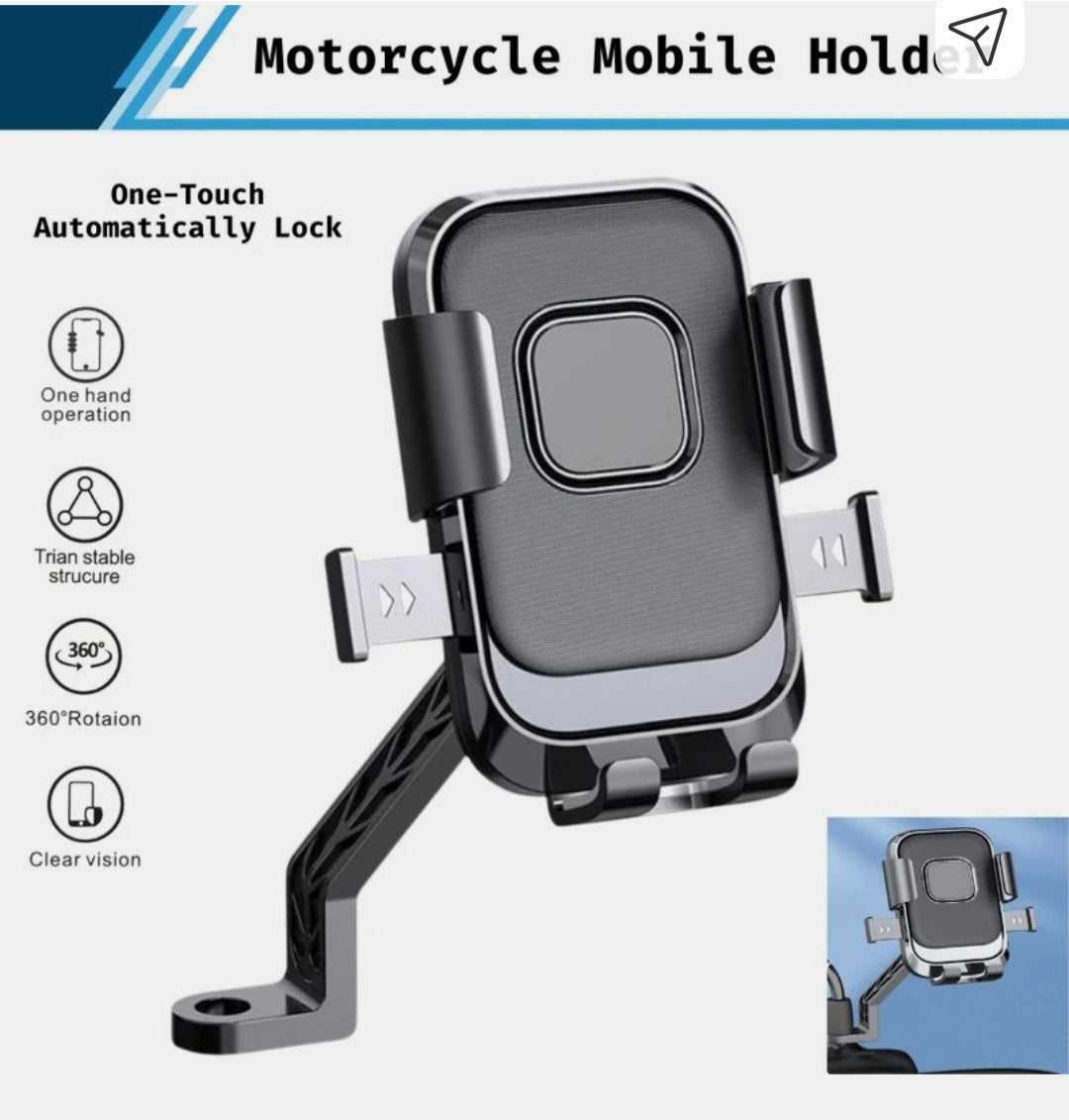Bike Phone Holder with 360° Rotation Handlebar Mount for All Smartphones