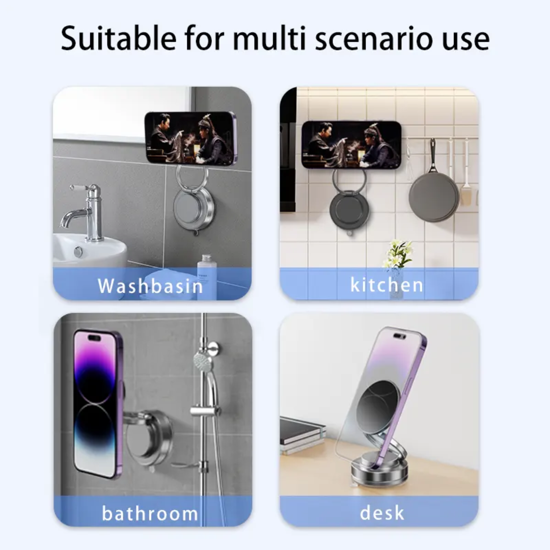 360° Vacuum Magnetic Mobile Holder – Strong Suction & Foldable Design