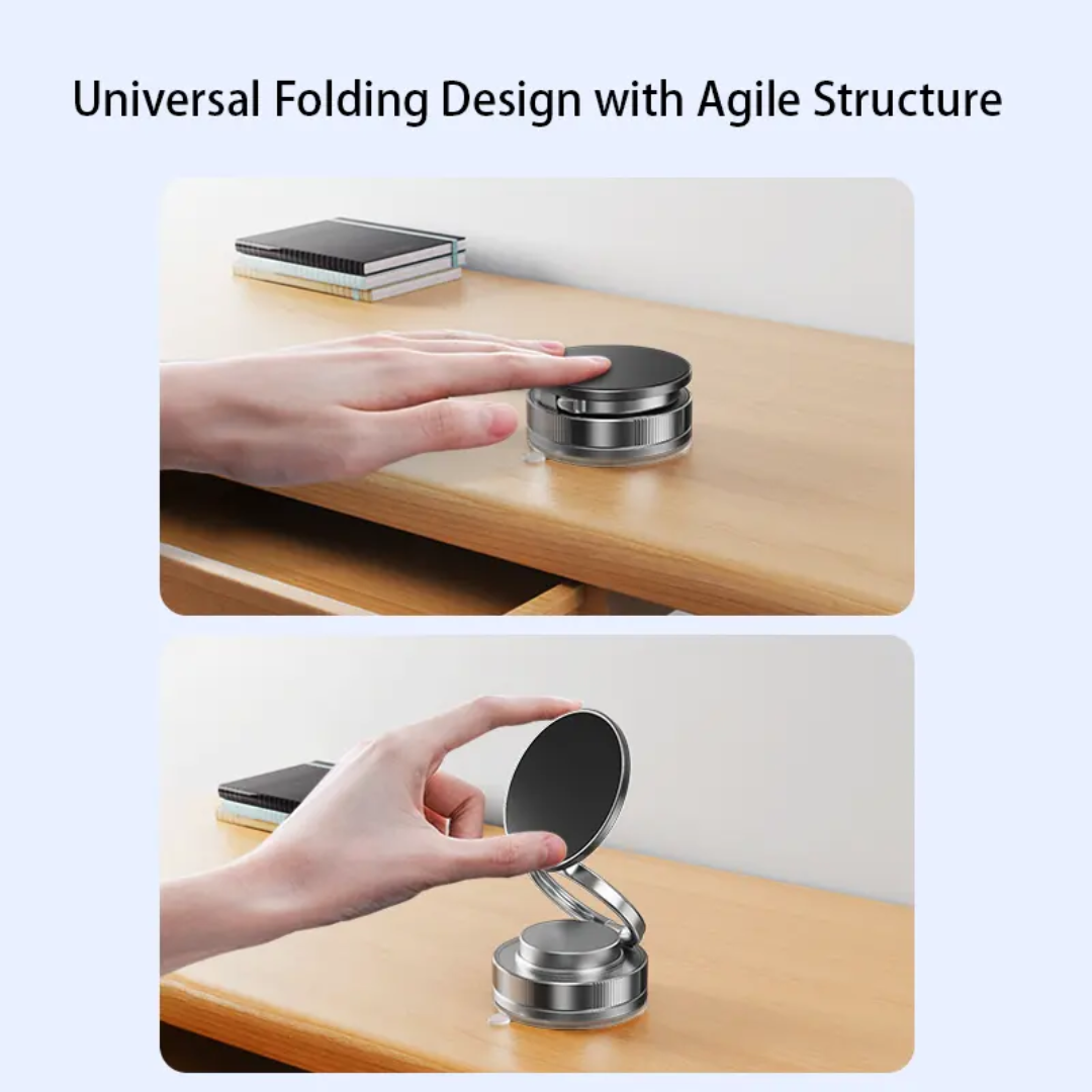 360° Vacuum Magnetic Mobile Holder – Strong Suction & Foldable Design