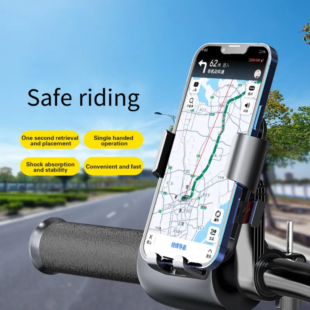 Adjustable Anti-Shake Bike Mobile Holder with 360° Rotation Handlebar Mount for All Smartphones