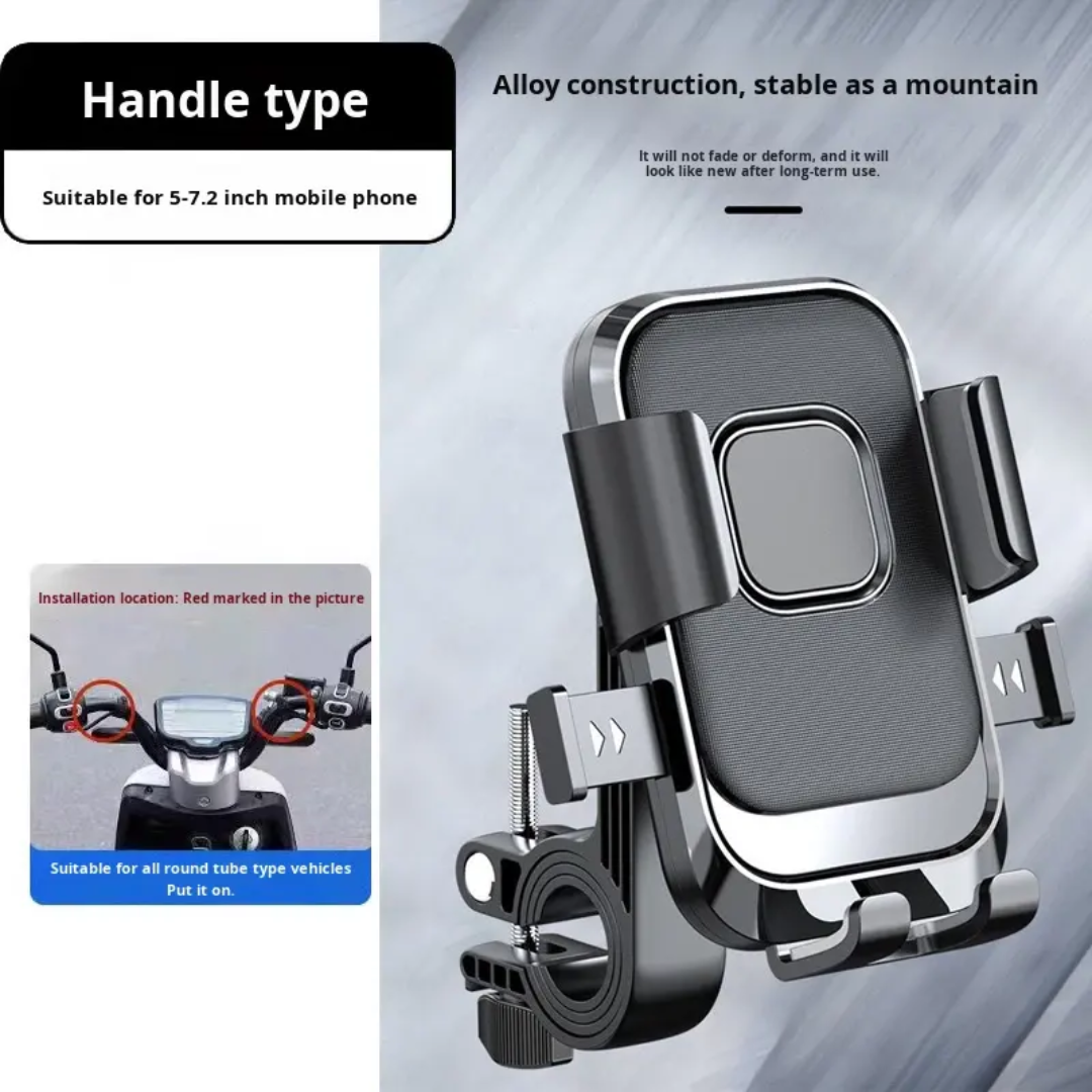 Adjustable Anti-Shake Bike Mobile Holder with 360° Rotation Handlebar Mount for All Smartphones