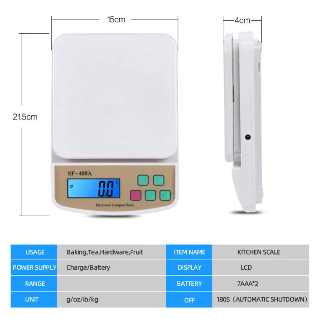 Digital Kitchen Weighing Scale SF-400A with LCD Display