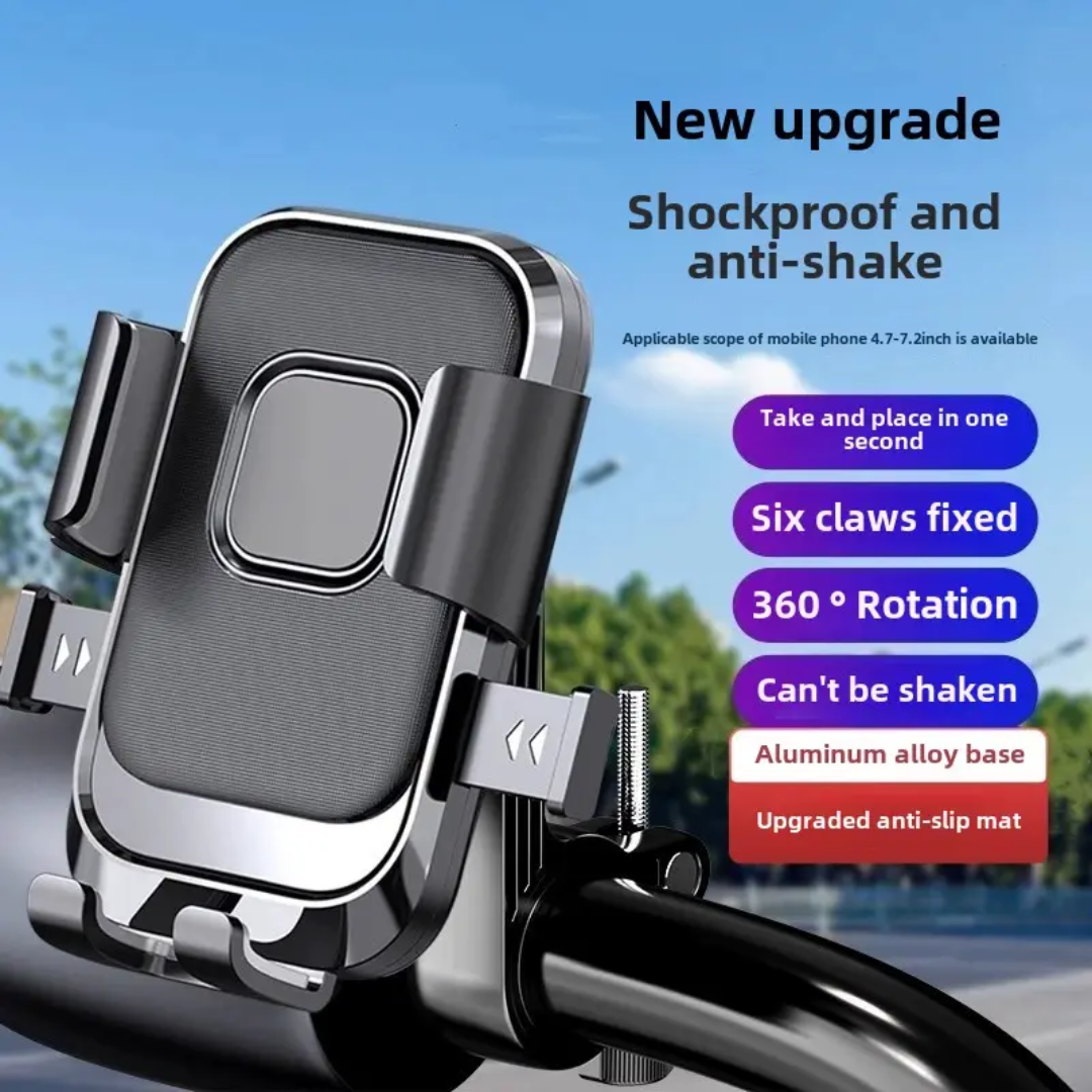 Adjustable Anti-Shake Bike Mobile Holder with 360° Rotation Handlebar Mount for All Smartphones