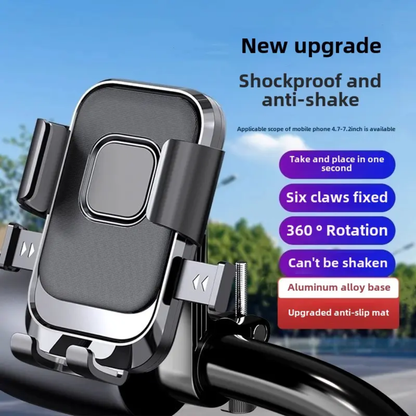 Adjustable Anti-Shake Bike Mobile Holder with 360° Rotation Handlebar Mount for All Smartphones